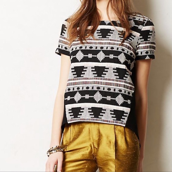🌸ANTHROPOLGIE EMBROIDERED AZTEC PRINT TOP🌸 - Picture 4 of 5